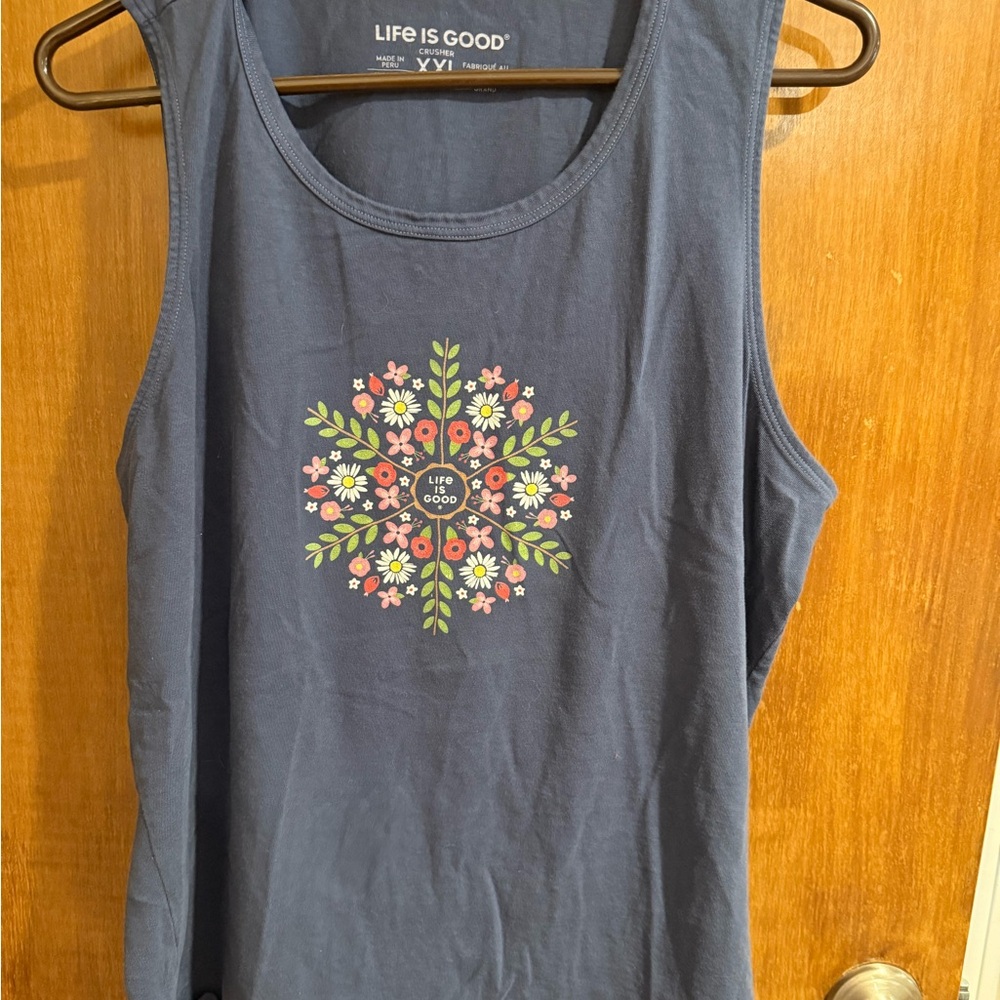 Life Is Good Blue Sleeveless Tank Top